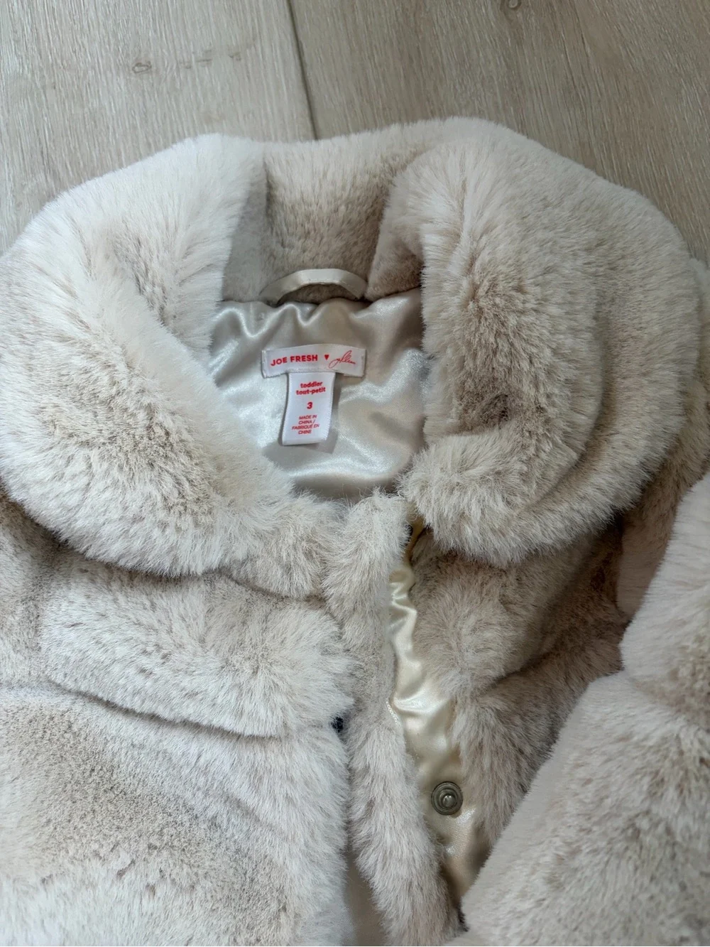 Jillian Harris x Joe Fresh Cream Faux Fur Jacket - Picture 2 of 2
